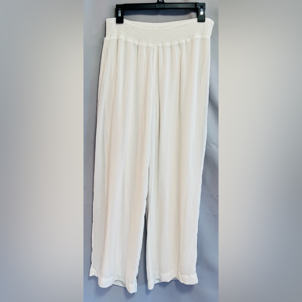 Soft Surroundings Wide Leg Pants Cream Pull On Women's Sz Medium